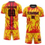 Personalized Soccer Jersey - Gold Black-Red Sublimation Uniform for Team Sports Personalized Gold Black-Red Sublimation Soccer