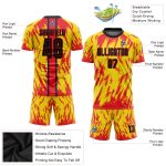 Personalized Soccer Jersey - Gold Black-Red Sublimation Uniform for Team Sports Personalized Gold Black-Red Sublimation Soccer
