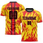 Personalized Soccer Jersey - Gold Black-Red Sublimation Uniform for Team Sports Personalized Gold Black-Red Sublimation Soccer