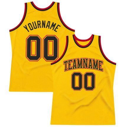 Personalized Black-Red Gold Throwback Basketball Jersey for Men and Women - Custom Sports Apparel Personalized Gold Black-Red