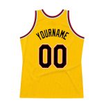 Personalized Gold Black Red Basketball Jersey for Throwback Style Fans Personalized Gold Black-Red Throwback Basketball Jersey