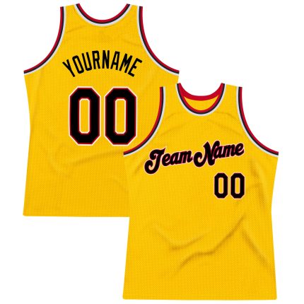 Personalized Gold Black Red Basketball Jersey for Throwback Style Fans Personalized Gold Black-Red Throwback Basketball Jersey