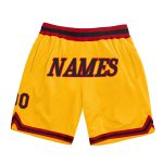 Personalized Gold Black-Red Basketball Shorts for Men - Athletic Throwback Style Personalized Gold Black-Red Throwback Basketball