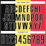Personalized Belgian Soccer Jersey with Custom Name and Number in Gold Black Red-White Sublimation Design Personalized Gold