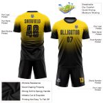 Personalized Gold Black Soccer Jersey for Fashion and Sublimation Fade Design, Custom Uniform Personalized Gold Black Sublimation
