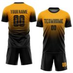 Personalized Gold Black Soccer Jersey Fade Design Fashion Uniform 2 Personalized Gold Black Sublimation Fade Fashion Soccer