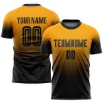 Personalized Gold Black Soccer Jersey Fade Design Fashion Uniform 2 Personalized Gold Black Sublimation Fade Fashion Soccer