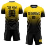 Personalized Gold Black Soccer Jersey for Fashion and Sublimation Fade Design, Custom Uniform Personalized Gold Black Sublimation