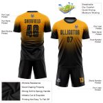 Personalized Gold Black Soccer Jersey - Fade Fashion Sublimation Uniform Personalized Gold Black Sublimation Fade Fashion