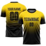 Personalized Gold Black Soccer Jersey for Fashion and Sublimation Fade Design, Custom Uniform Personalized Gold Black Sublimation