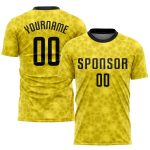 Personalized Black Gold Soccer Jersey Sublimation Uniform for Kids Adults Personalized Gold Black Sublimation Soccer Uniform