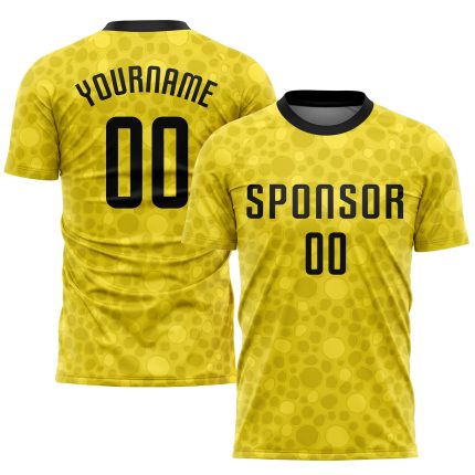 Personalized Black Gold Soccer Jersey Sublimation Uniform for Kids Adults Personalized Gold Black Sublimation Soccer Uniform
