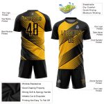 Personalized Black Gold Soccer Jersey Uniform 106 - Custom Sublimation Design Personalized Gold Black Sublimation Soccer