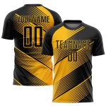 Personalized Black Gold Soccer Jersey Uniform 106 - Custom Sublimation Design Personalized Gold Black Sublimation Soccer