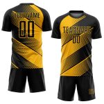 Personalized Black Gold Soccer Jersey Uniform 106 - Custom Sublimation Design Personalized Gold Black Sublimation Soccer