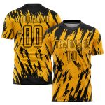 Personalized Gold Black Soccer Jersey Sublimation Uniform for Team 107 Personalized Gold Black Sublimation Soccer Uniform