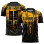 Custom Gold and Black Soccer Jersey - Personalized Sublimation Uniform 108 Personalized Gold Black Sublimation Soccer Uniform