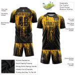Custom Gold and Black Soccer Jersey - Personalized Sublimation Uniform 108 Personalized Gold Black Sublimation Soccer Uniform