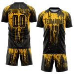 Custom Gold and Black Soccer Jersey - Personalized Sublimation Uniform 108 Personalized Gold Black Sublimation Soccer Uniform