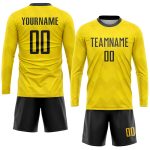 Personalized Gold Black Soccer Jersey for Sublimation | Custom Uniform 3 Personalized Gold Black Sublimation Soccer Uniform