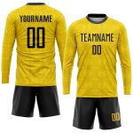 Personalized Black Gold Soccer Jersey Uniform - Custom Sublimation Design 4 Personalized Gold Black Sublimation Soccer Uniform