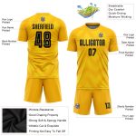 Personalized Gold Black Soccer Jersey Uniform for Kids & Adults, Custom Sublimation Design, Size 5 Personalized Gold Black