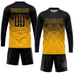 Personalized Gold Black Soccer Jersey Uniform for Kids - Custom Sublimation Design Personalized Gold Black Sublimation Soccer