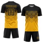 Personalized Gold Black Soccer Jersey Uniform for Kids - Custom Sublimation Design Personalized Gold Black Sublimation Soccer