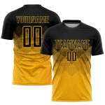 Personalized Gold Black Soccer Jersey Uniform for Kids - Custom Sublimation Design Personalized Gold Black Sublimation Soccer