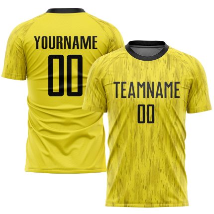 Personalized Black Gold Soccer Jersey Sublimation Uniform for Men & Women Personalized Gold Black Sublimation Soccer Uniform