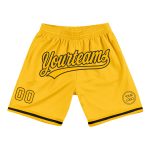 Custom Personalized Gold Black Basketball Shorts for Men Personalized Gold Black Throwback Basketball Shorts