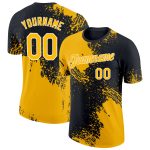 Personalized Gold Black White 3D Abstract Brush Stroke T-Shirt for Performance Personalized Gold Black-White 3D Abstract