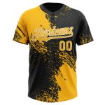Personalized Gold and Black White 3D Abstract Brush Stroke Unisex Softball Jersey Personalized Gold Black-White 3D Abstract