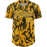 Custom Gold and Black-White 3D Abstract Baseball Jersey - Personalized Fluid Design Personalized Gold Black-White 3D Abstract