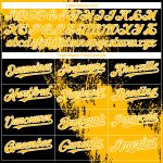 Customizable Gold Black and White 3D Pattern Softball Jersey with Team Name and Number - Unisex Two-Button Design Personalized