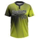 Custom Black and White Gold 3D Unisex Softball Jersey - Two-Button Design Personalized Gold Black-White 3D Two-Button Unisex