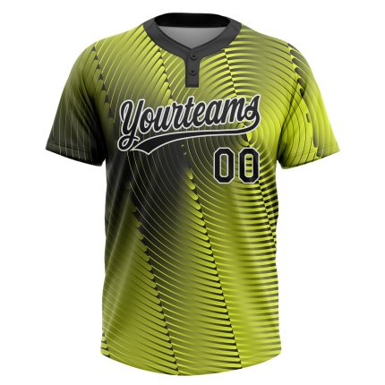 Custom Black and White Gold 3D Unisex Softball Jersey - Two-Button Design Personalized Gold Black-White 3D Two-Button Unisex