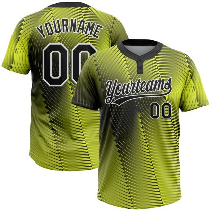Custom Black and White Gold 3D Unisex Softball Jersey - Two-Button Design Personalized Gold Black-White 3D Two-Button Unisex