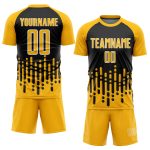 Custom Name and Number Personalized Gold Black-White Abstract Soccer Jersey Fluid Wave Design - Team Uniform Personalized