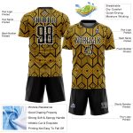 Custom Name Number Soccer Jersey - Personalized Gold Black White Abstract Geometric Design Team Uniform Personalized Gold