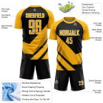 Custom Soccer Jersey with Personalized Name and Number, Gold Black-White Arrow Shapes Design Personalized Gold Black-White