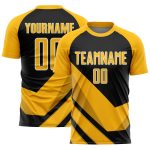 Custom Soccer Jersey with Personalized Name and Number, Gold Black-White Arrow Shapes Design Personalized Gold Black-White