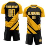 Custom Soccer Jersey with Personalized Name and Number, Gold Black-White Arrow Shapes Design Personalized Gold Black-White