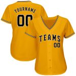 Personalized Black White Gold Authentic Baseball Jersey for Men Personalized Gold Black-White Authentic Baseball Jersey