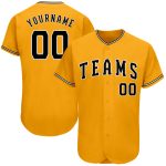 Personalized Black White Gold Authentic Baseball Jersey for Men Personalized Gold Black-White Authentic Baseball Jersey