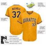 Custom Name and Number Personalized Authentic Baseball Jersey in Gold and Black-White Personalized Gold Black-White Authentic