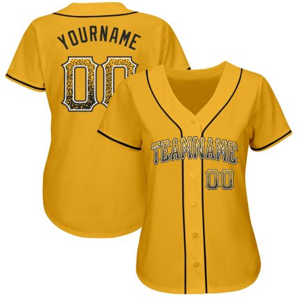 Custom Name and Number Baseball Jersey - Personalized Gold Black-White Authentic Drift Fashion Team Jersey Personalized Gold