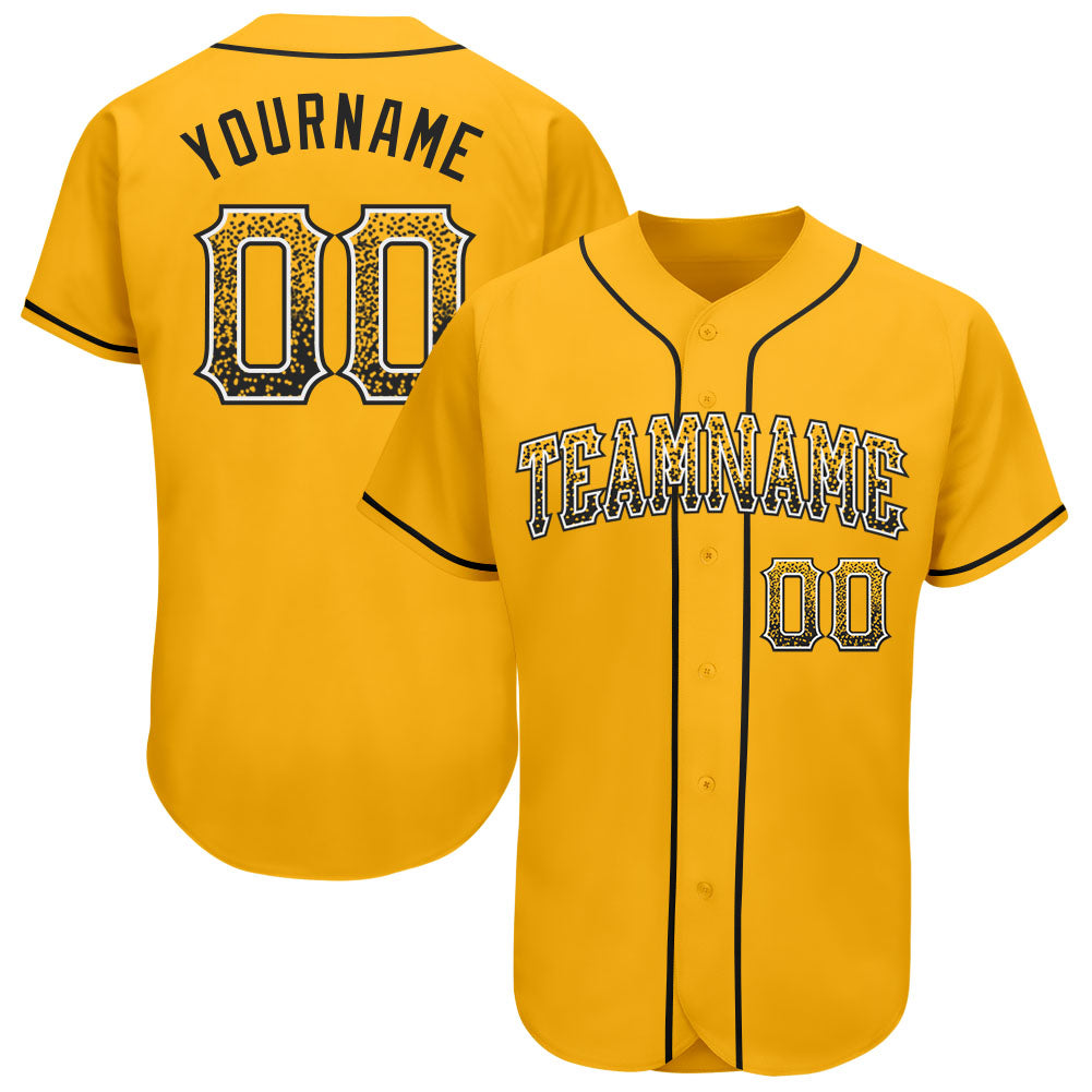 Custom Name and Number Baseball Jersey - Personalized Gold Black-White Authentic Drift Fashion Team Jersey Personalized Gold