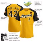 Custom Gold Black-White Baseball Jersey with Personalized Name and Number - Authentic Raglan Sleeves Team Apparel Personalized