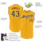 Custom Name Number Personalized Gold Black White Authentic Sleeveless Baseball Jersey Personalized Gold Black-White Authentic